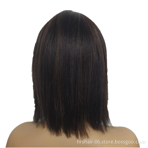Cheap cost effective machine made 12" natural black/brown woman wig with  100% human cuticle aliened hair